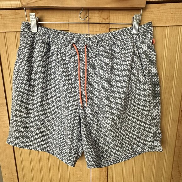 J. Crew Men's Flex 6" Swim Trunks Shorts Pockets Geometric Maze Print Size M - Picture 7 of 7